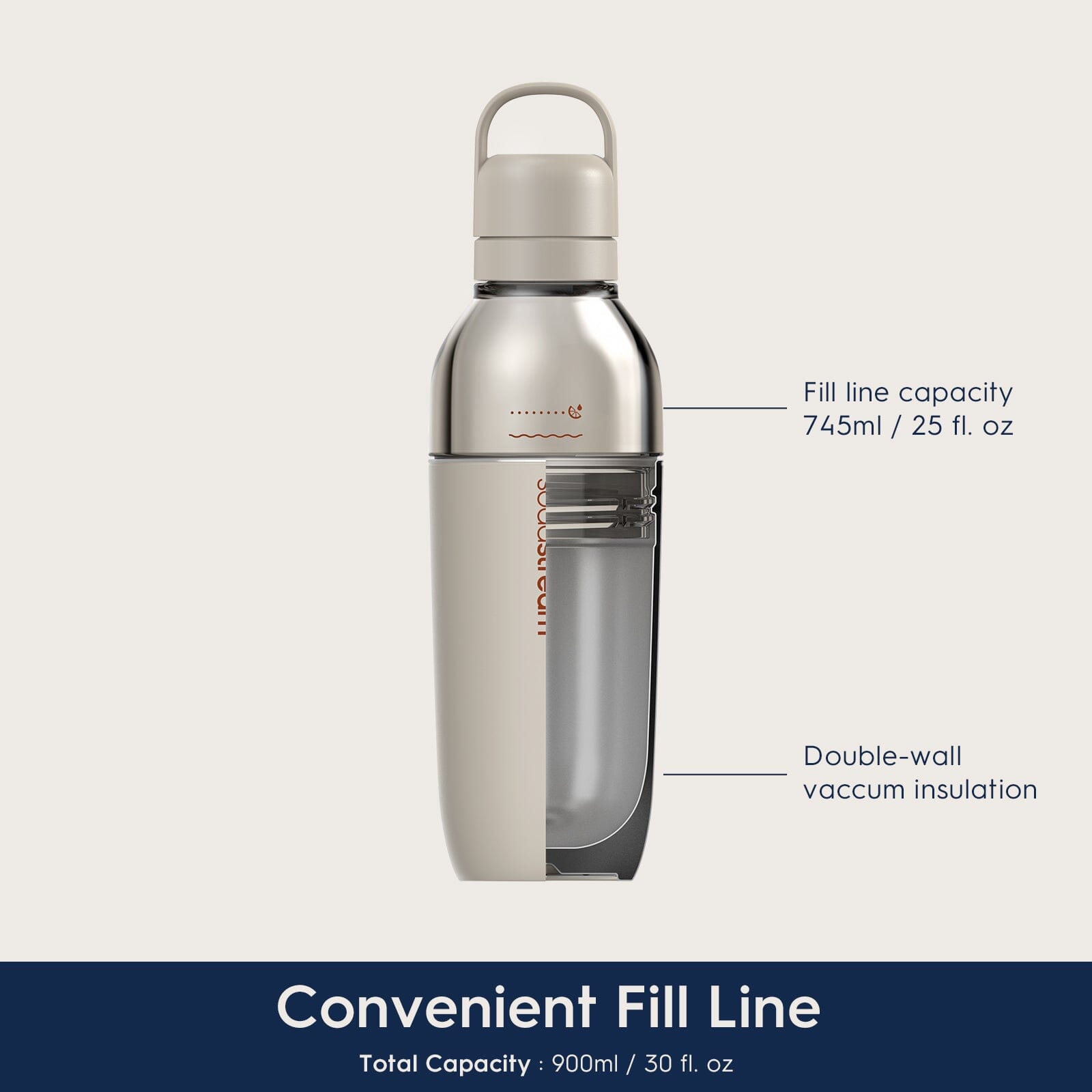 Sodastream Fizz & Go™ Easy Mix Insulated Stainless Steel Bottle Sand 23.7 oz - Image 2